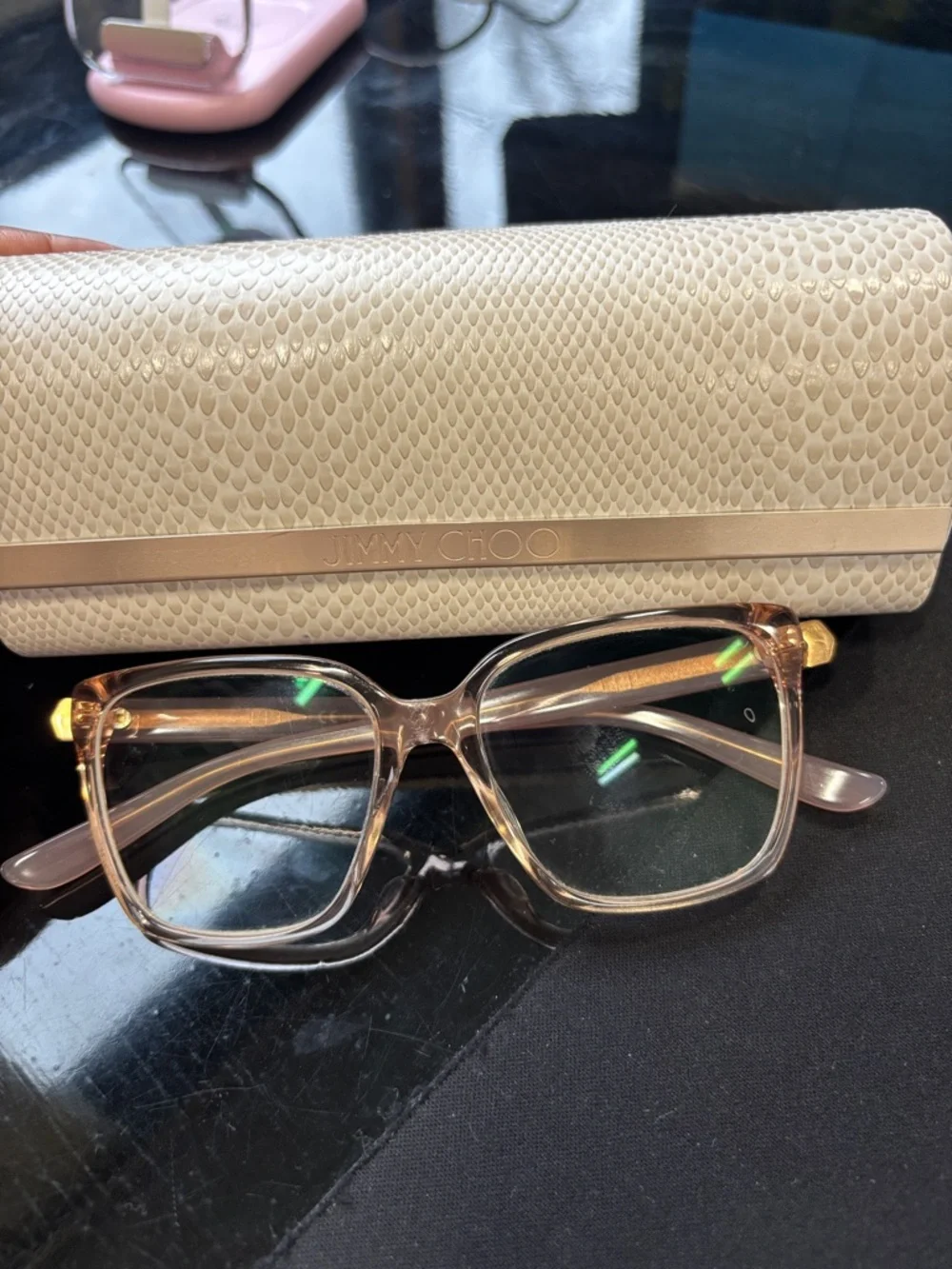 Jimmy Choo Translucent Light Pink Cat-Eye Glasses - Picture 1 of 8
